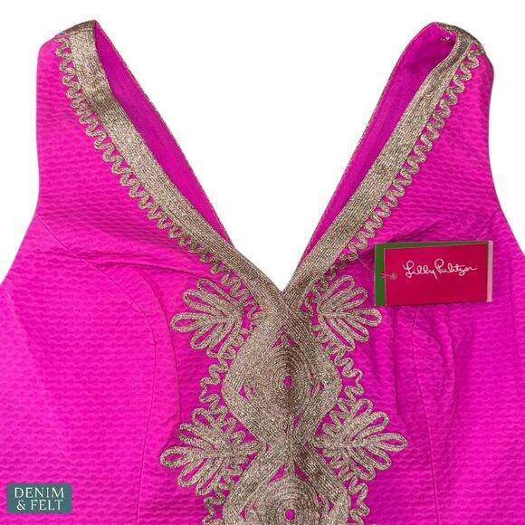 Lilly Pulitzer Junie Shift Dress Berry Sangria Pink Gold Resort Chic Summer Vibe - Picture 9 of 15